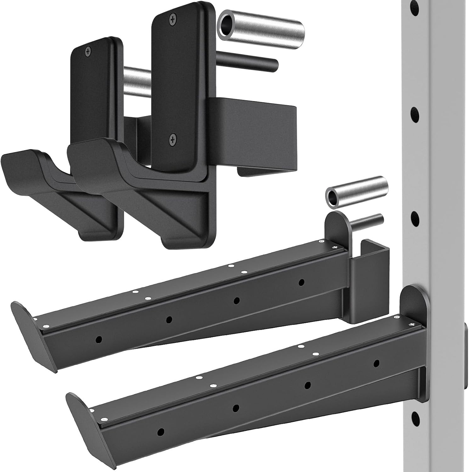 Power Rack J Hooks and Safety Spotter Arms Heavy Duty Barbell Holders