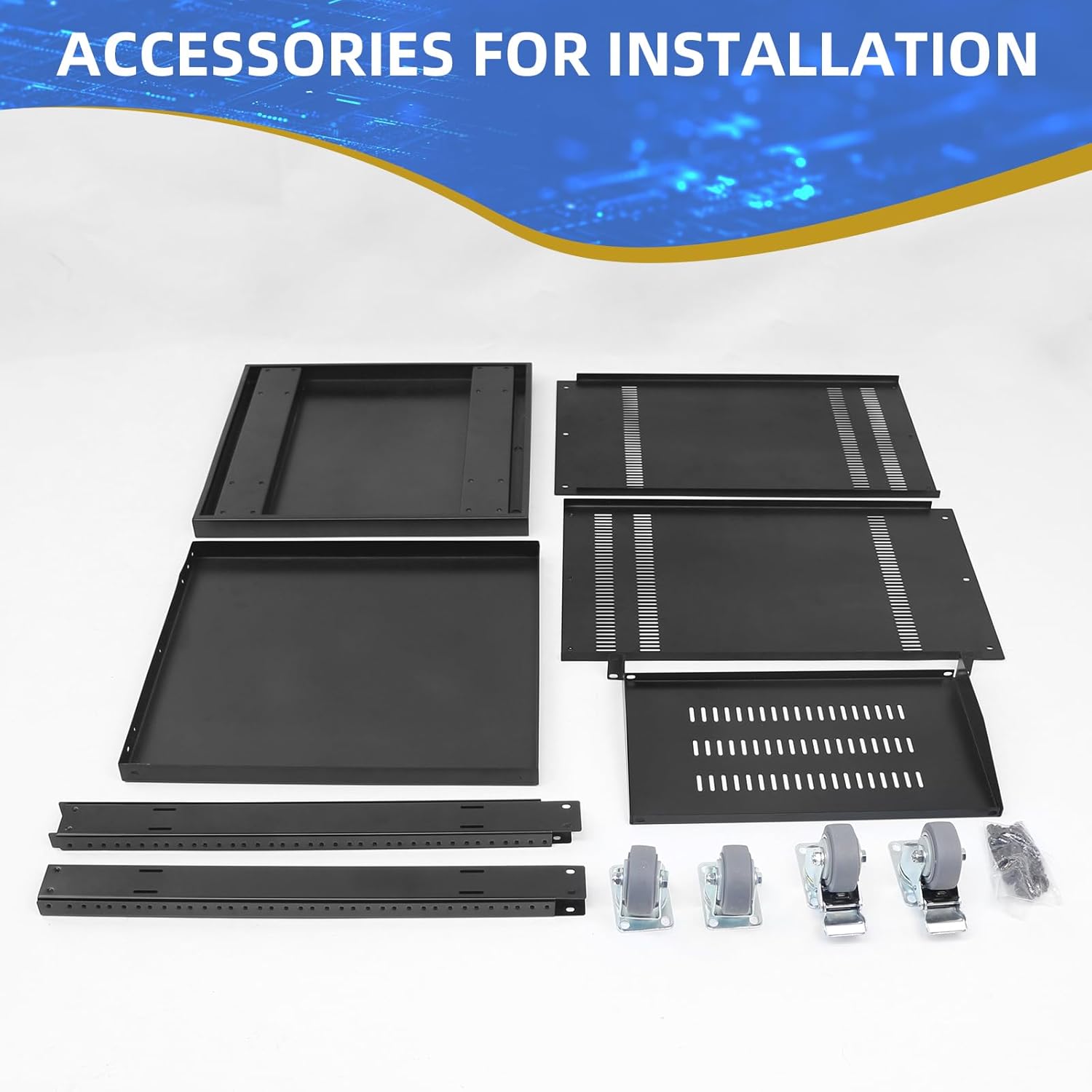12U Server Rack with Wheels 19 Inch Heavy Duty AV Stand