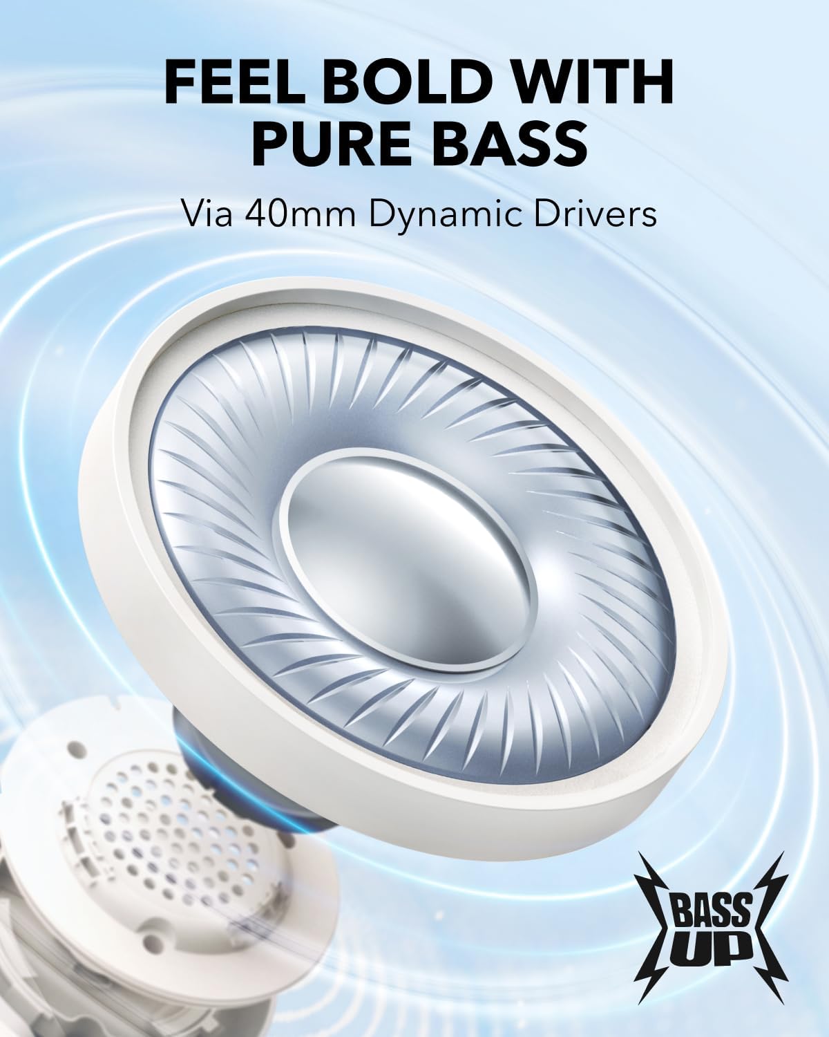 Bluetooth On Ear Wireless Headphones Pure Bass 70H Playtime Foldable
