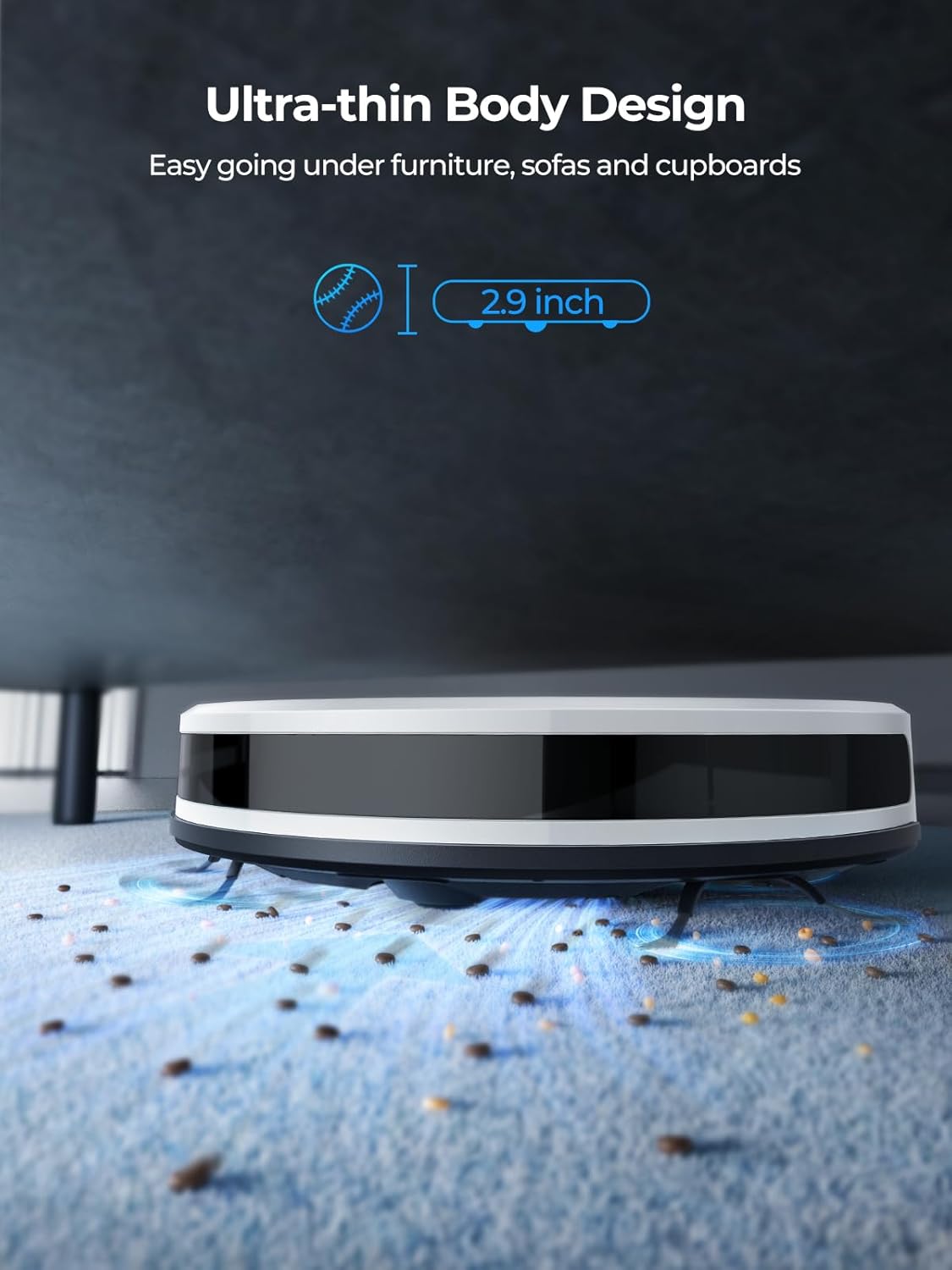 Robot Vacuum Mop 5000Pa Ultra Slim 150Min App Alexa Pet Hair