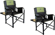 2 Pack Directors Camping Chairs with Table Green