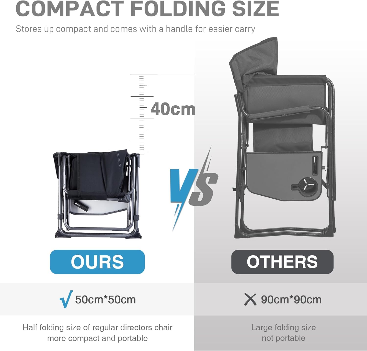 Heavy Duty Folding Directors Camping Chair 180kg Side Table