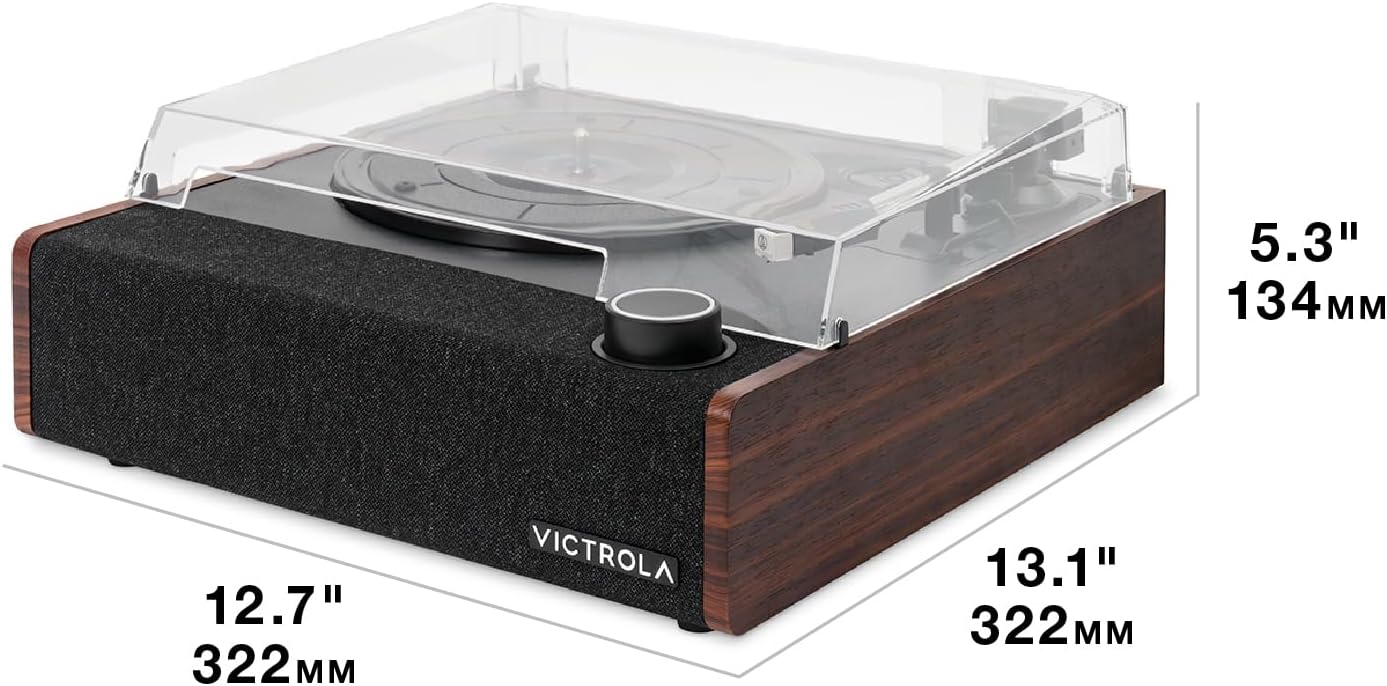 Oak Bluetooth Record Player With Speakers 3 Speed