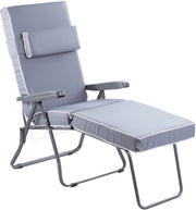 Luxury Garden Sun Lounger with Cushion 5 Position Grey