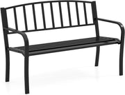 Metal Garden Bench 2-3 Seater Slatted Patio Park Seat