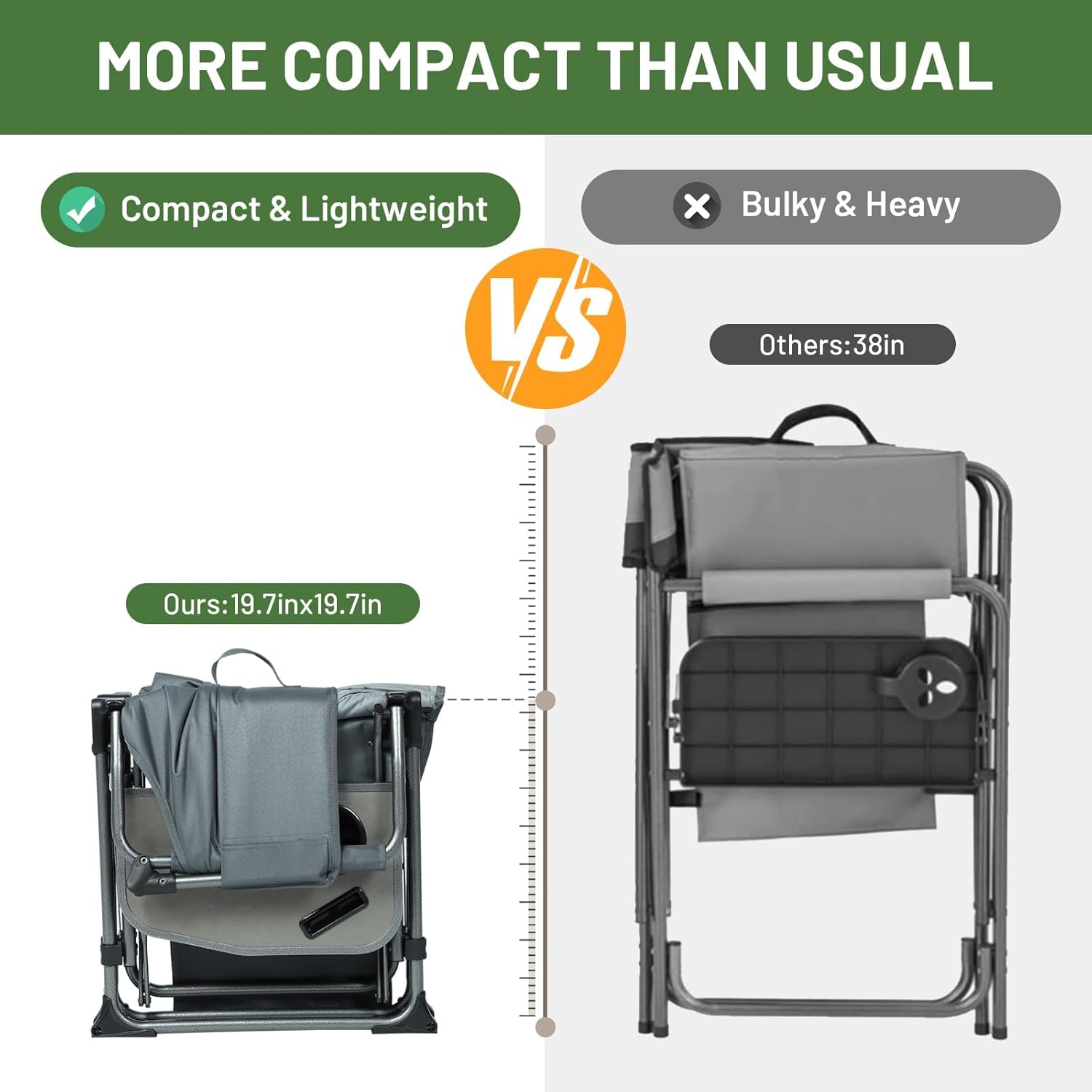 2 Pack Heavy Duty Folding Directors Camping Chairs Grey