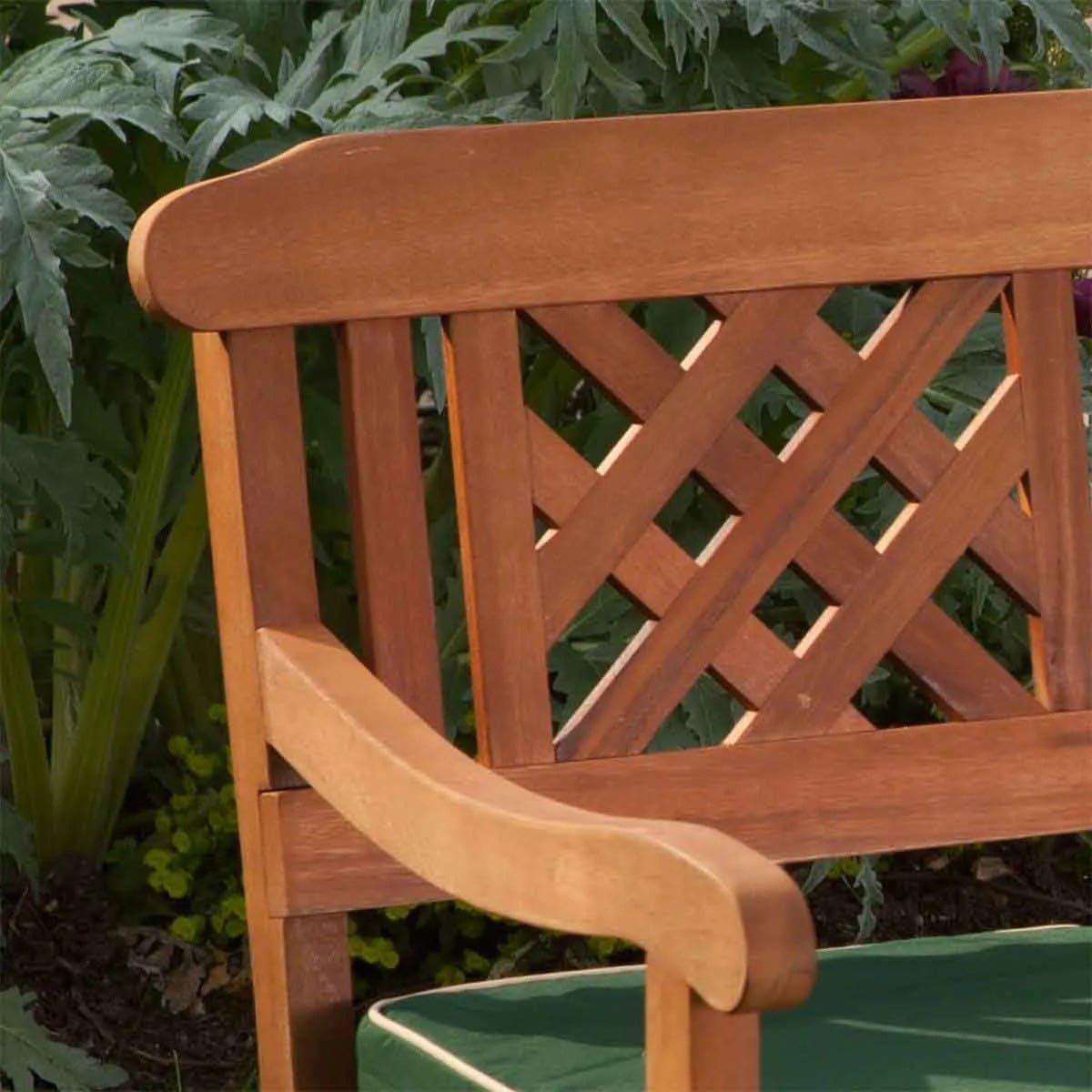 3 Seater Wooden Garden Bench Outdoor Patio Hardwood Slatted Seat 146cm