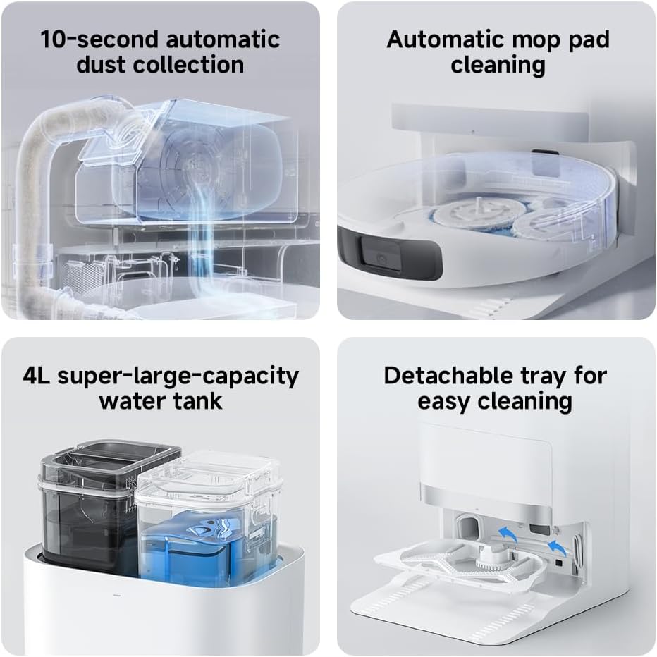 Robot Vacuum Mop Self Empty 6000Pa LiDAR Auto Wash Smart Clean