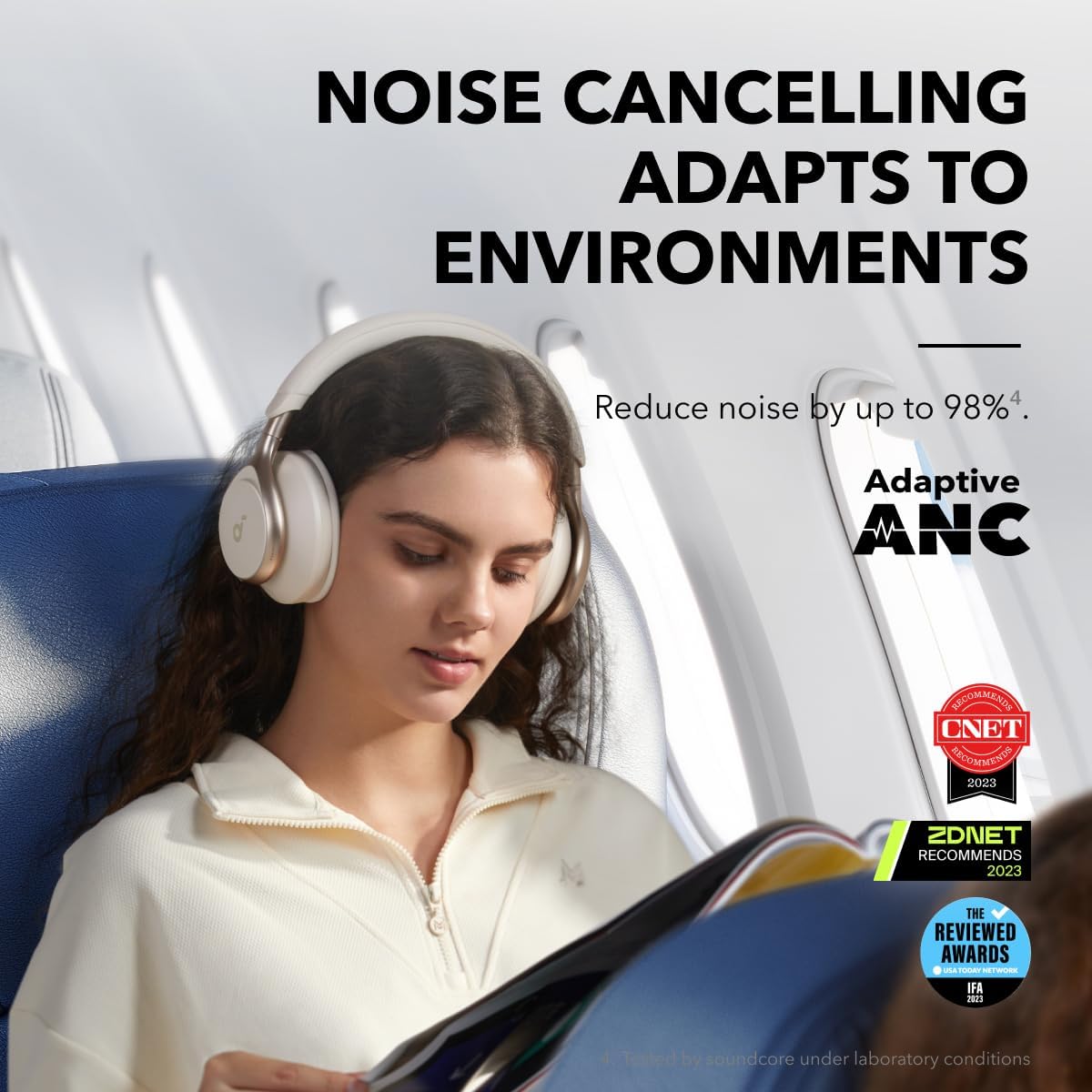 Adaptive Noise Cancelling Bluetooth Over Ear Headphones Hi Res