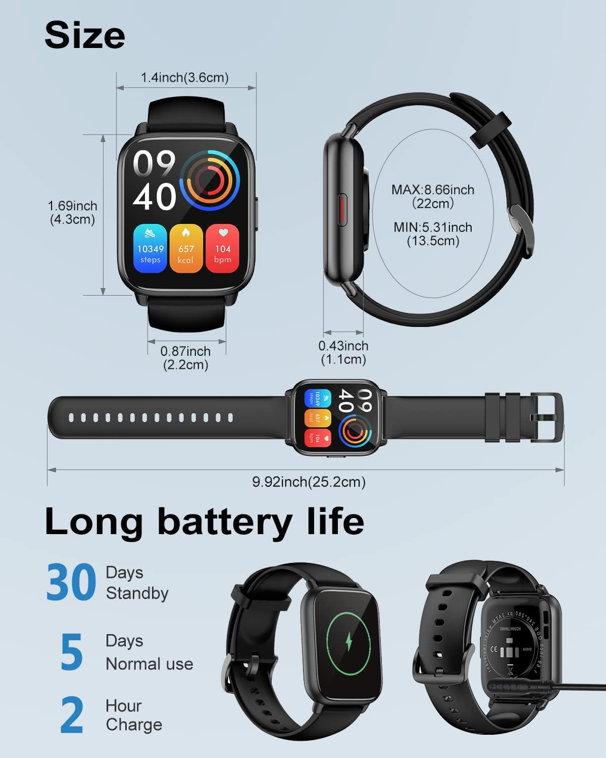 Smart Watch Bluetooth Calling Fitness Tracker HD Touch Screen