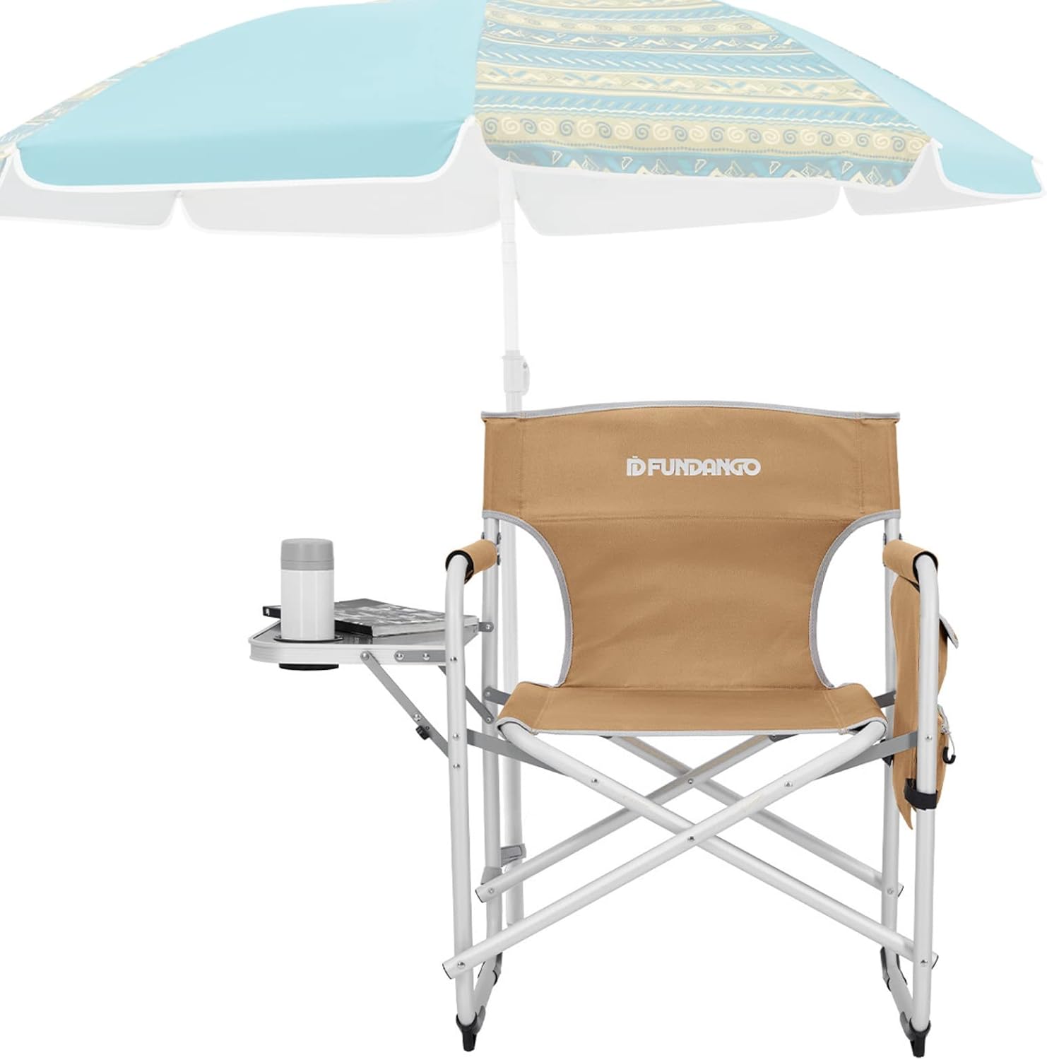 Lightweight Director Camping Chair with Side Table Khaki