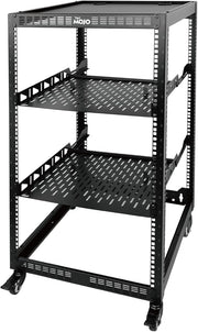 20U Open Frame Server AV Rack Mobile 4 Post Black