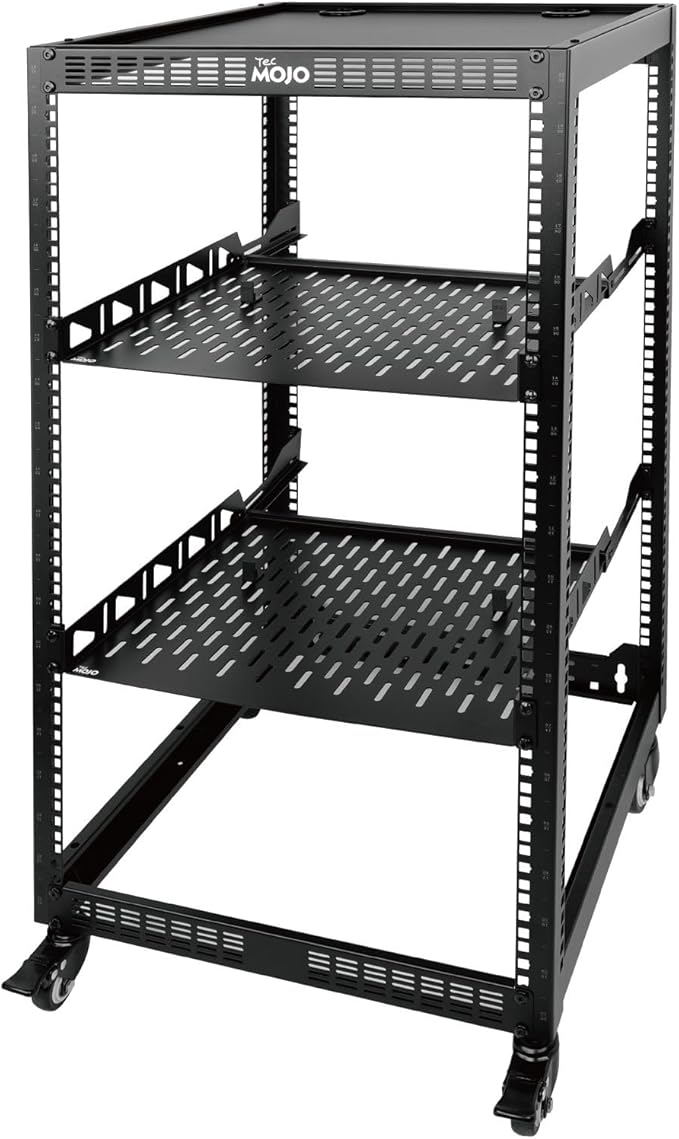 20U Open Frame Server AV Rack Mobile 4 Post Black