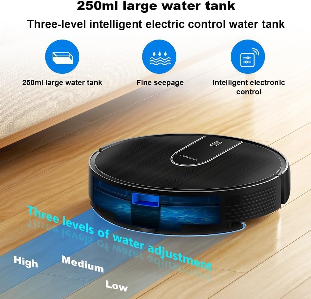 Robot Vacuum Mop LiDAR Mapping WiFi App Smart Auto Clean Black