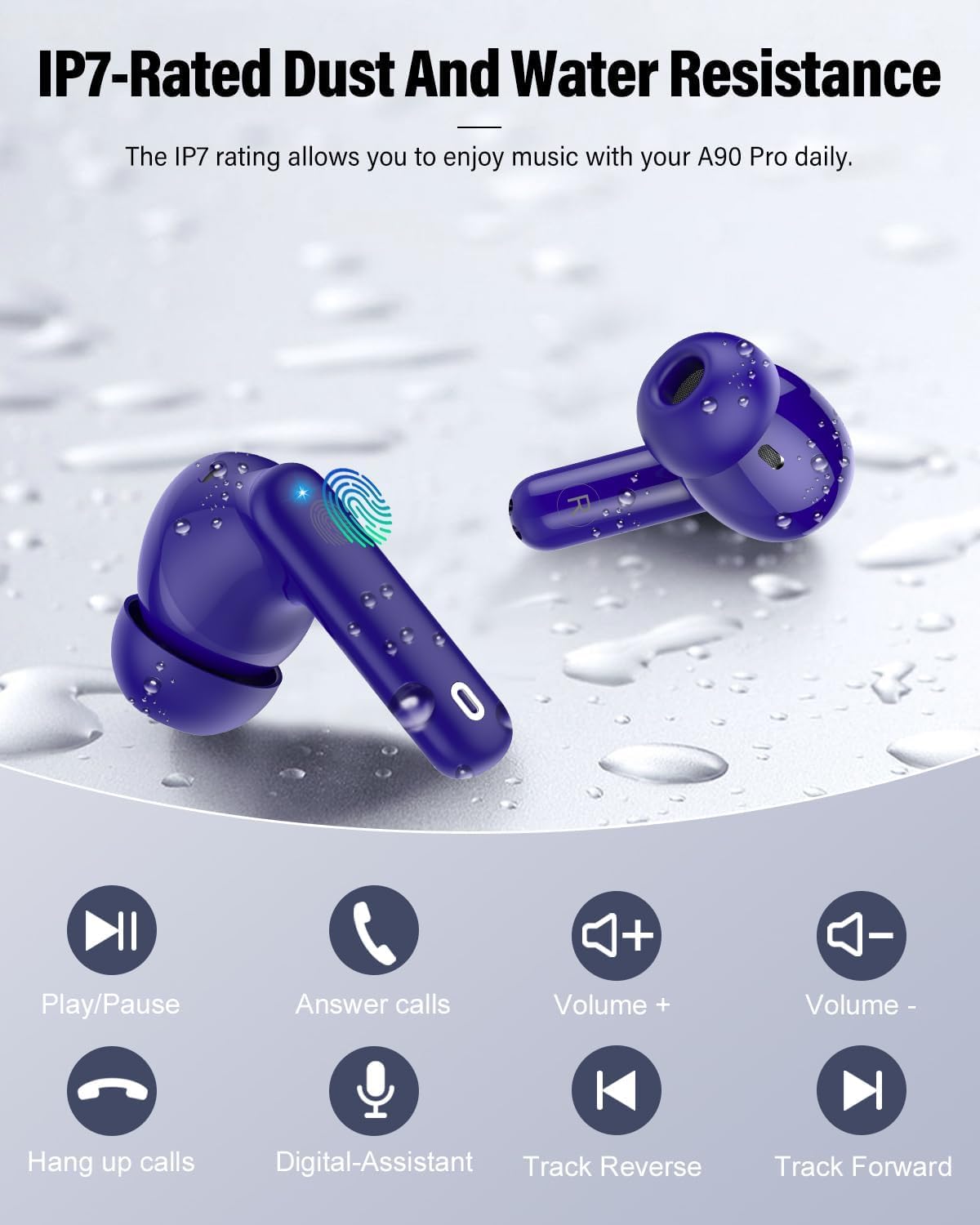 Wireless Bluetooth 5.4 Earbuds ENC Noise Cancelling 36H Playtime LED