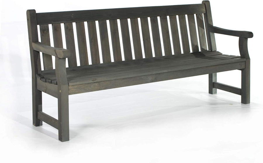 183cm Wooden Garden Bench 4 Seater Heavy Duty Park Seat Dark Grey