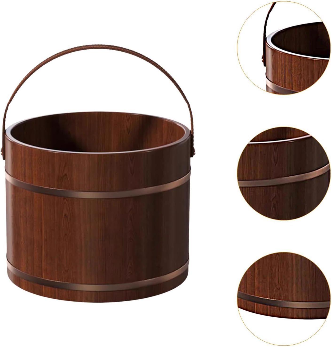 Wooden Foot Bath Tub Soak Basin Pedicure Spa Bucket Handle