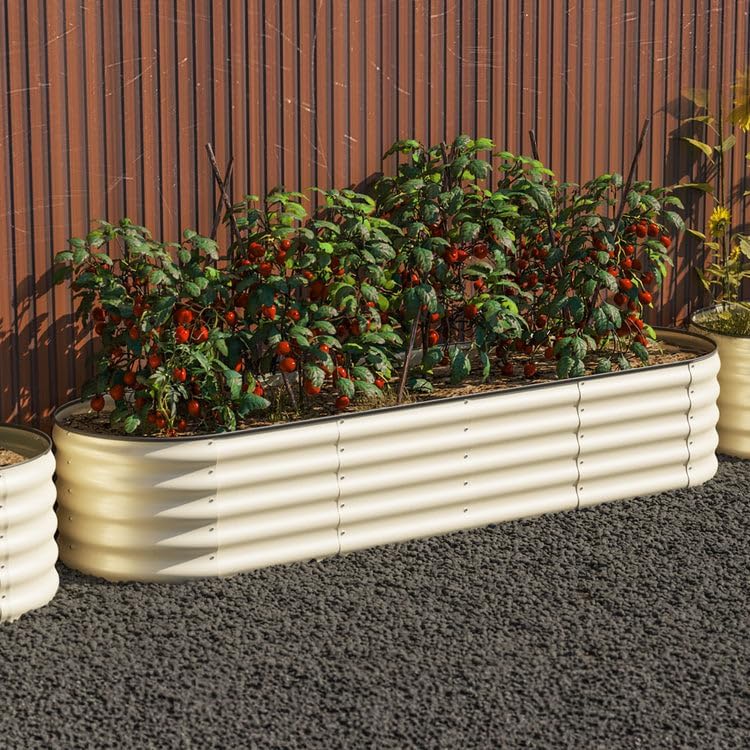 Large Raised Garden Bed 240cm Metal Planter Box 60cm High Beige