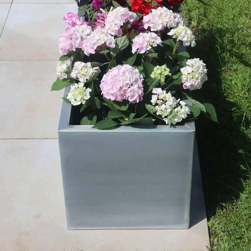 Galvanised Metal Trough Planter Silver Rustproof Garden Box 75cm
