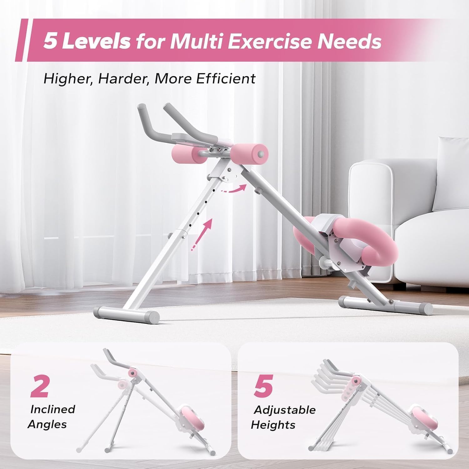 Adjustable Ab Machine Foldable Core Trainer LCD Monitor