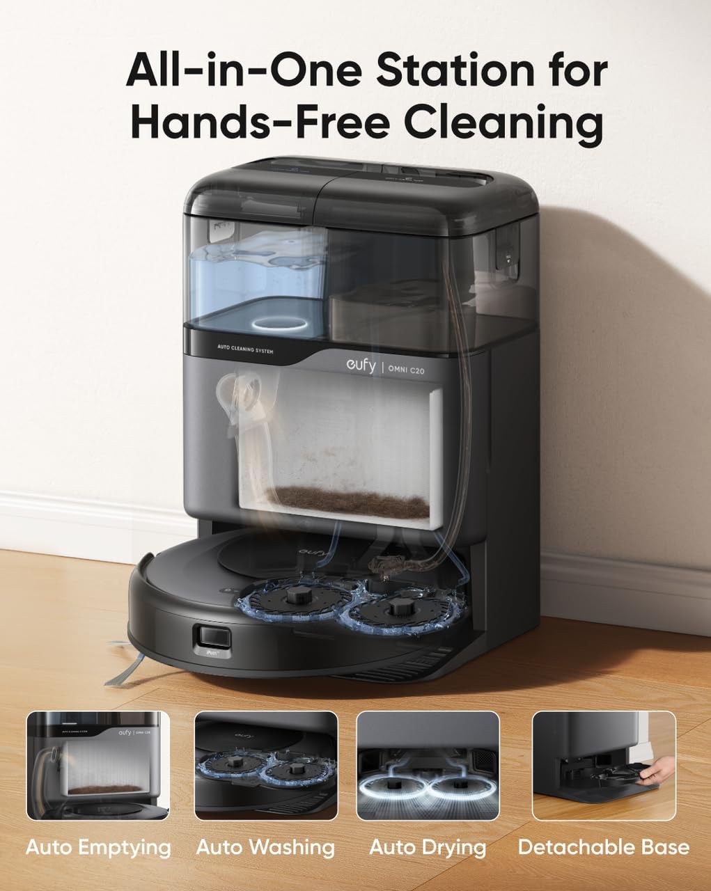 Robot Vacuum Mop 7000Pa Self Empty Wash Dry Slim Cleaner