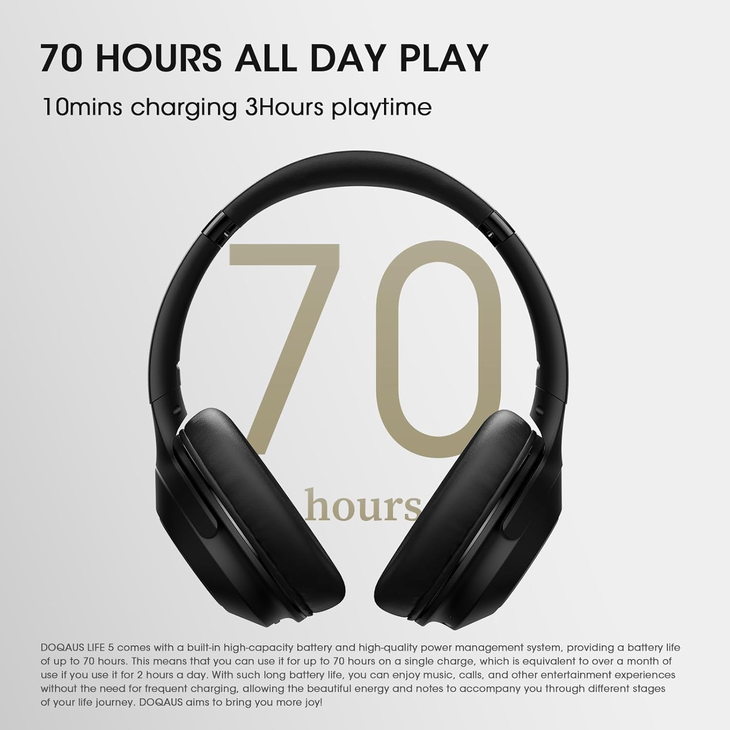 Wireless Bluetooth Over Ear Headphones 70 Hour Battery 3 EQ