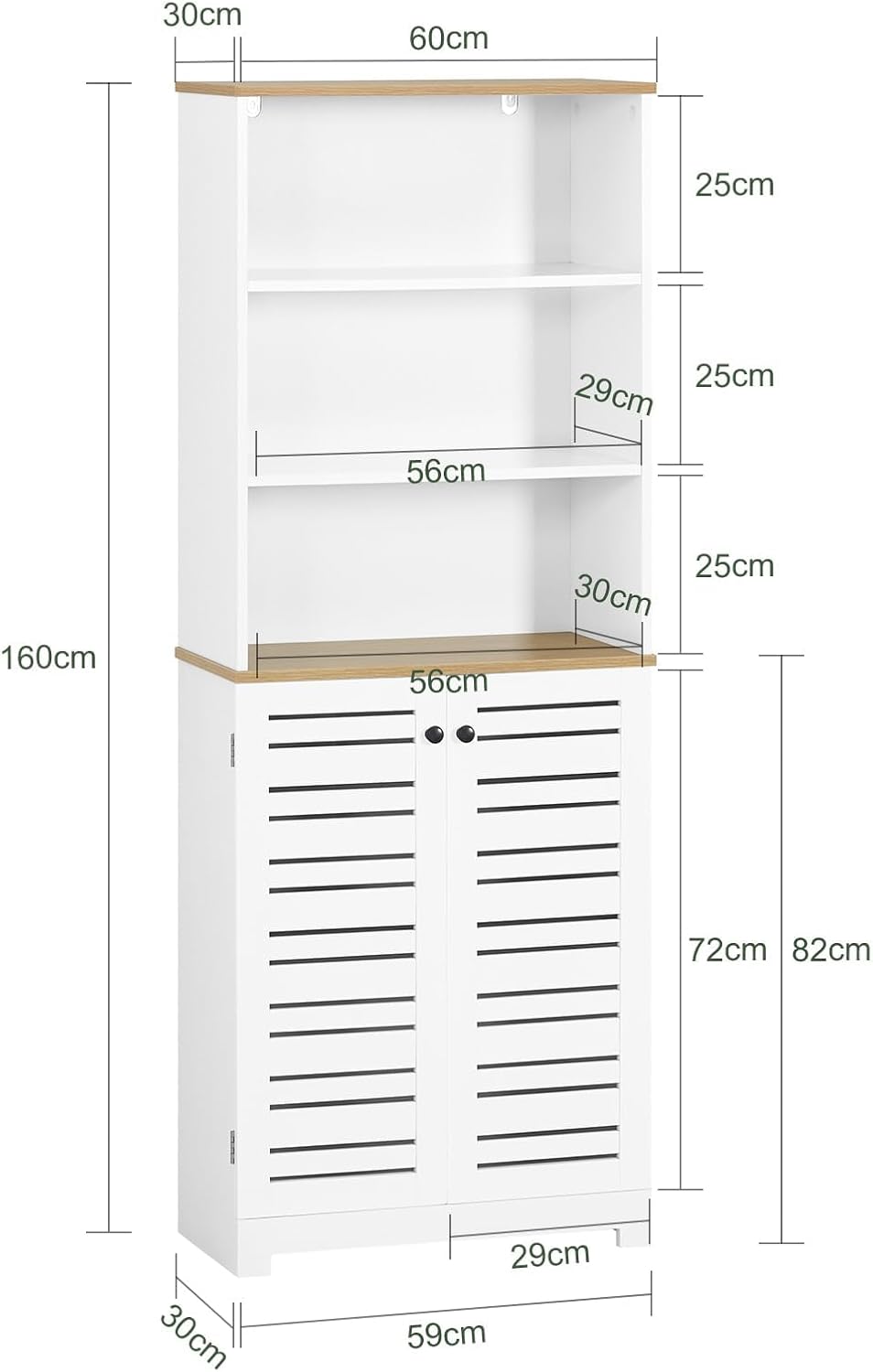 Tall Bathroom Storage Cabinet Adjustable Shelf Unit White