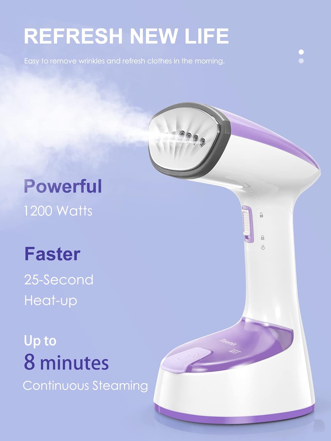 Foldable Handheld Garment Steamer 1200W 25s Heat Pink