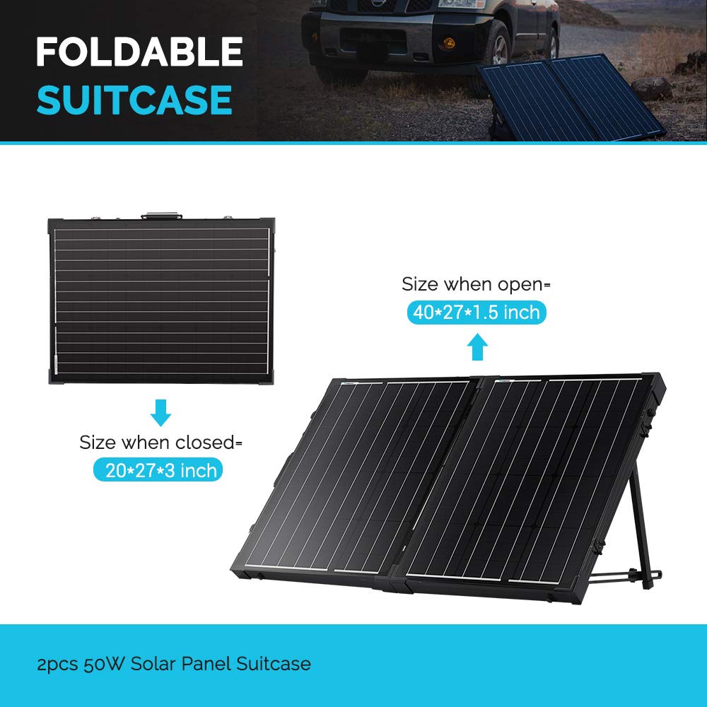 100W Foldable Solar Panel Suitcase 12V Portable RV Camping Power