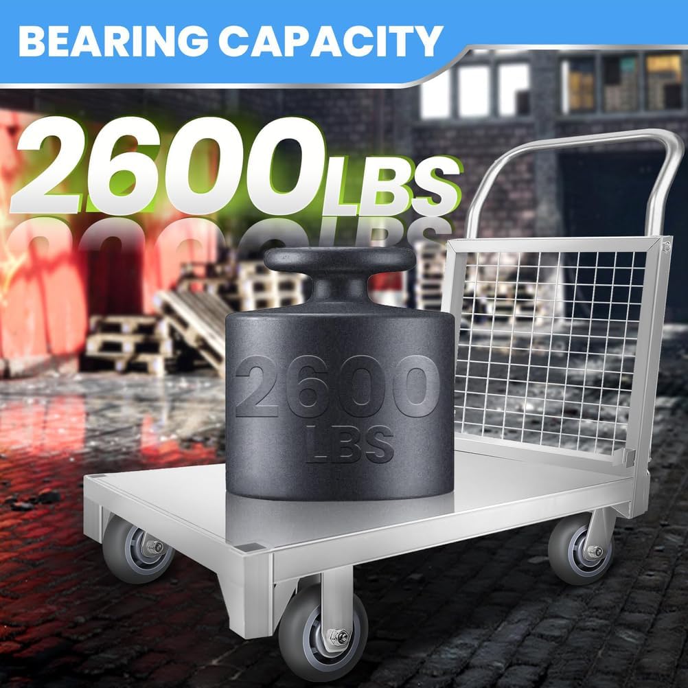2200LBS 4 in 1 Platform Truck Cart with Cage Dolly