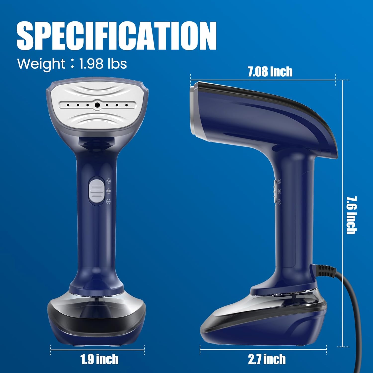 Handheld Clothes Steamer 1800W 2 in 1 Iron 300ml Tank Fast