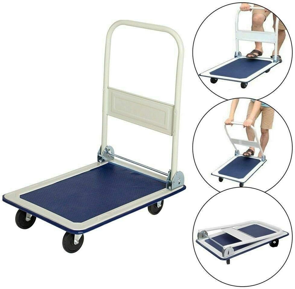 Heavy Duty Folding Platform Trolley 300KG Flatbed Truck Blue