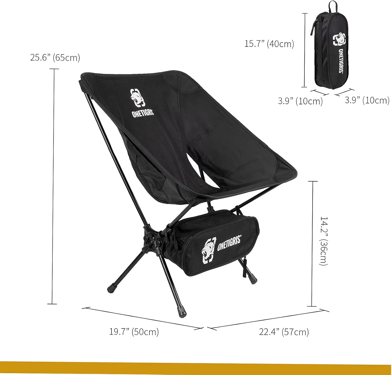 Black Folding Camping Chair Lightweight Backpacking Seat