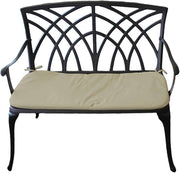 2 Seater Cast Aluminium Garden Bench with Cushion Bronze Patio Seat