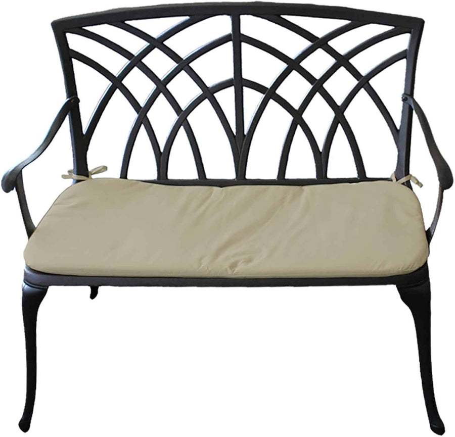 2 Seater Cast Aluminium Garden Bench with Cushion Bronze Patio Seat