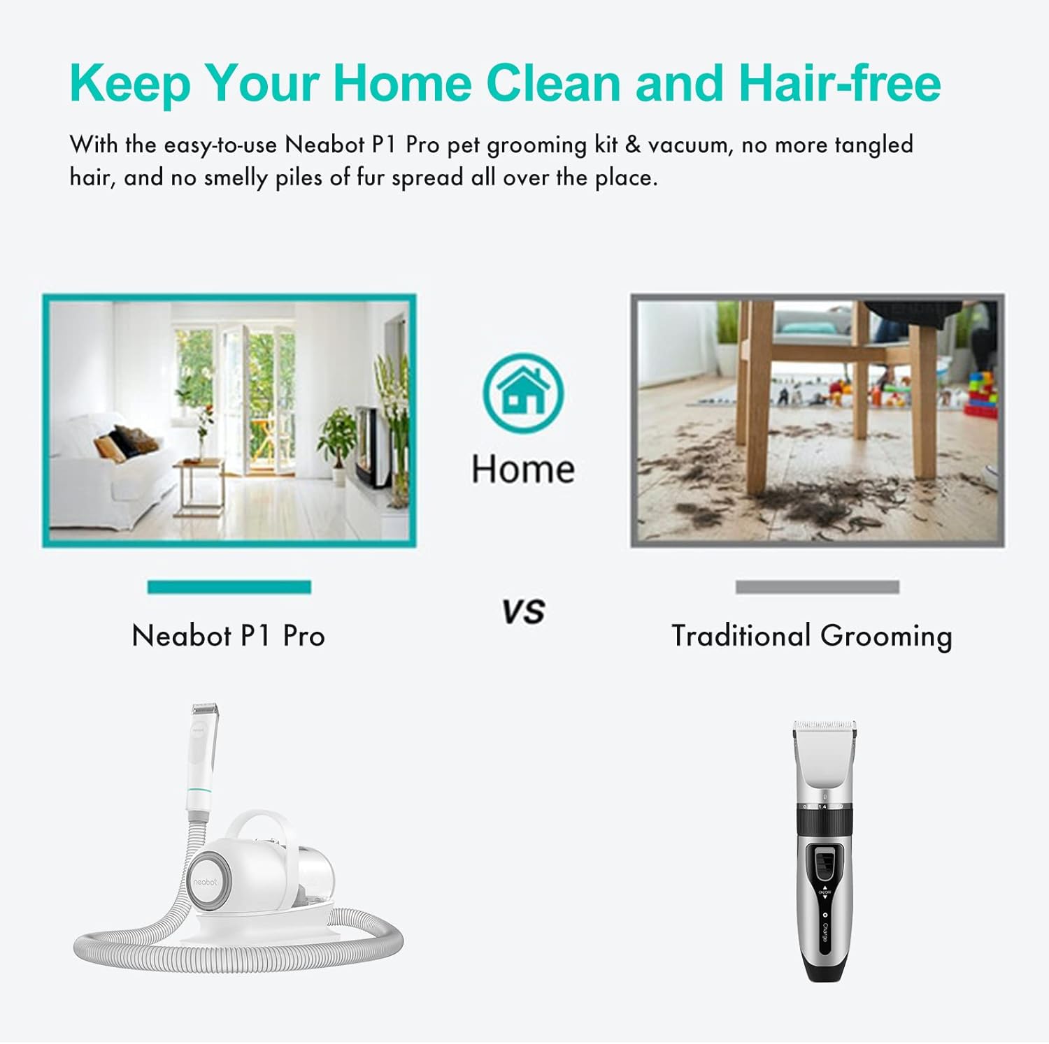 Dog Cat Grooming Vacuum 13000Pa 5 Tool Clippers Brush