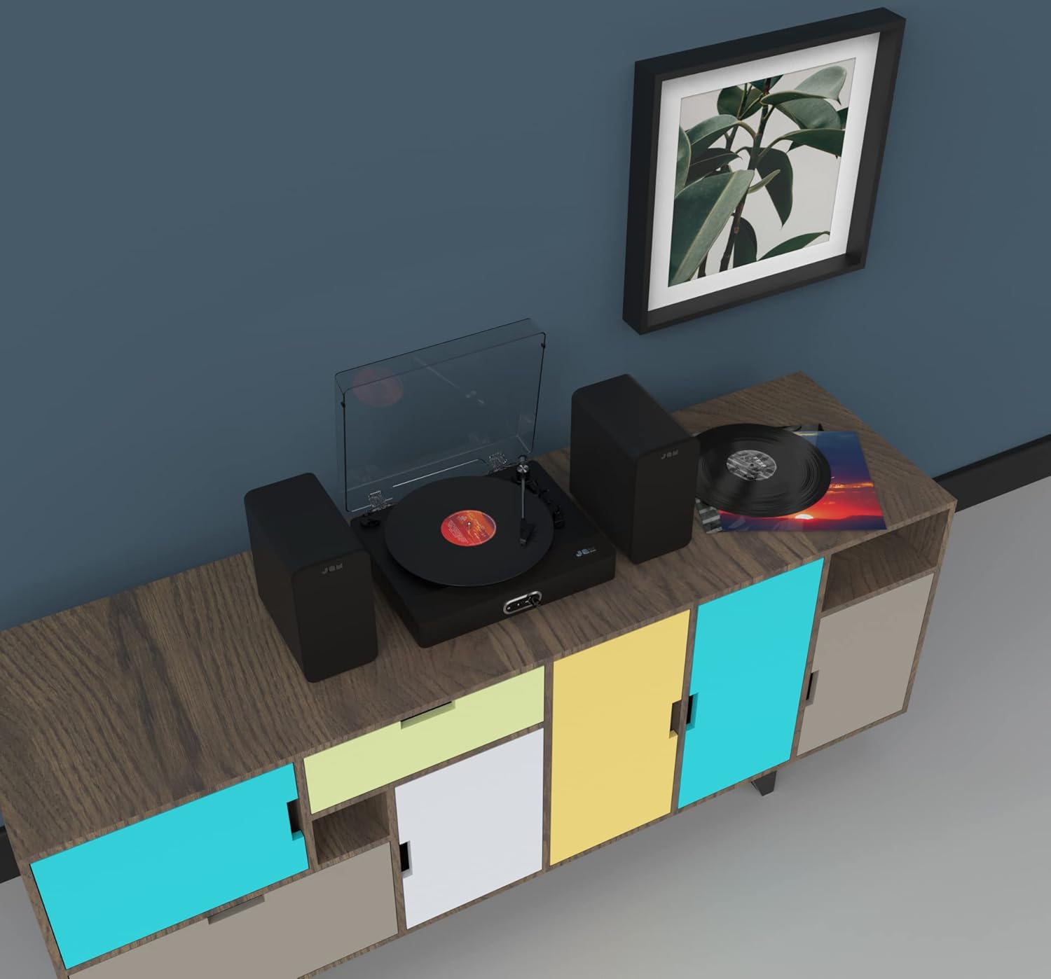 Bluetooth Turntable With Built In Speakers 3 Speed Bamboo