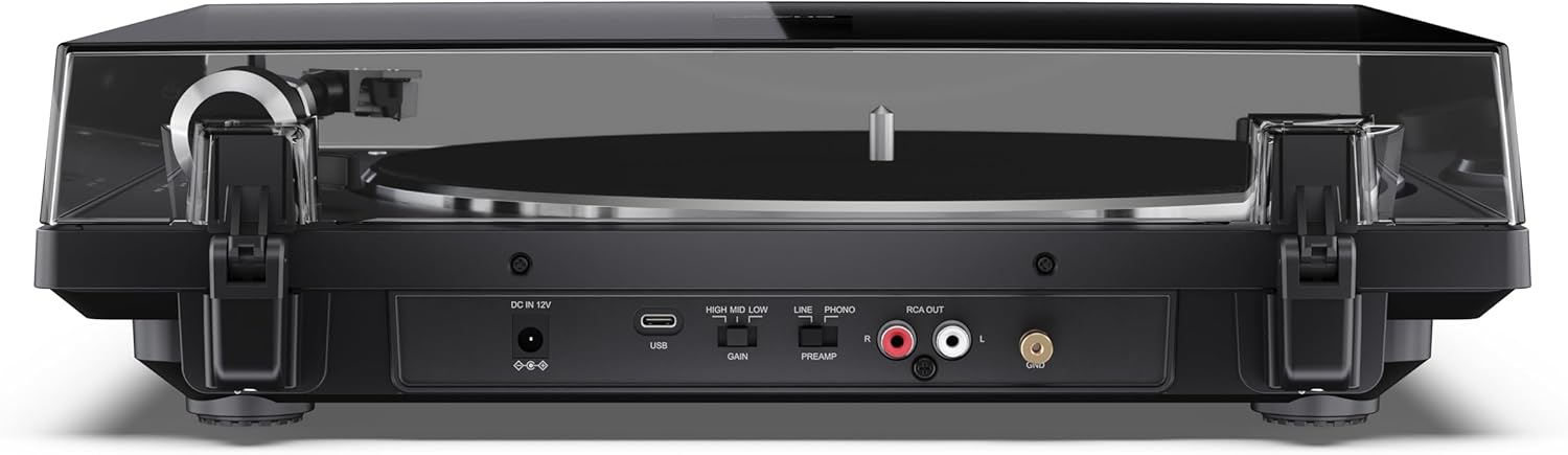 Automatic Turntable Record Player Bluetooth USB-C Preamp Black
