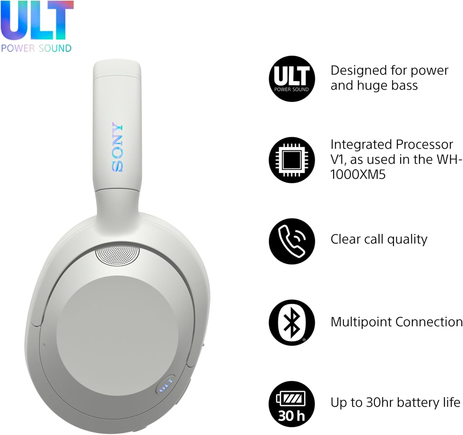 Bluetooth Noise Cancelling Over Ear Headphones Deep Bass 30H Playtime