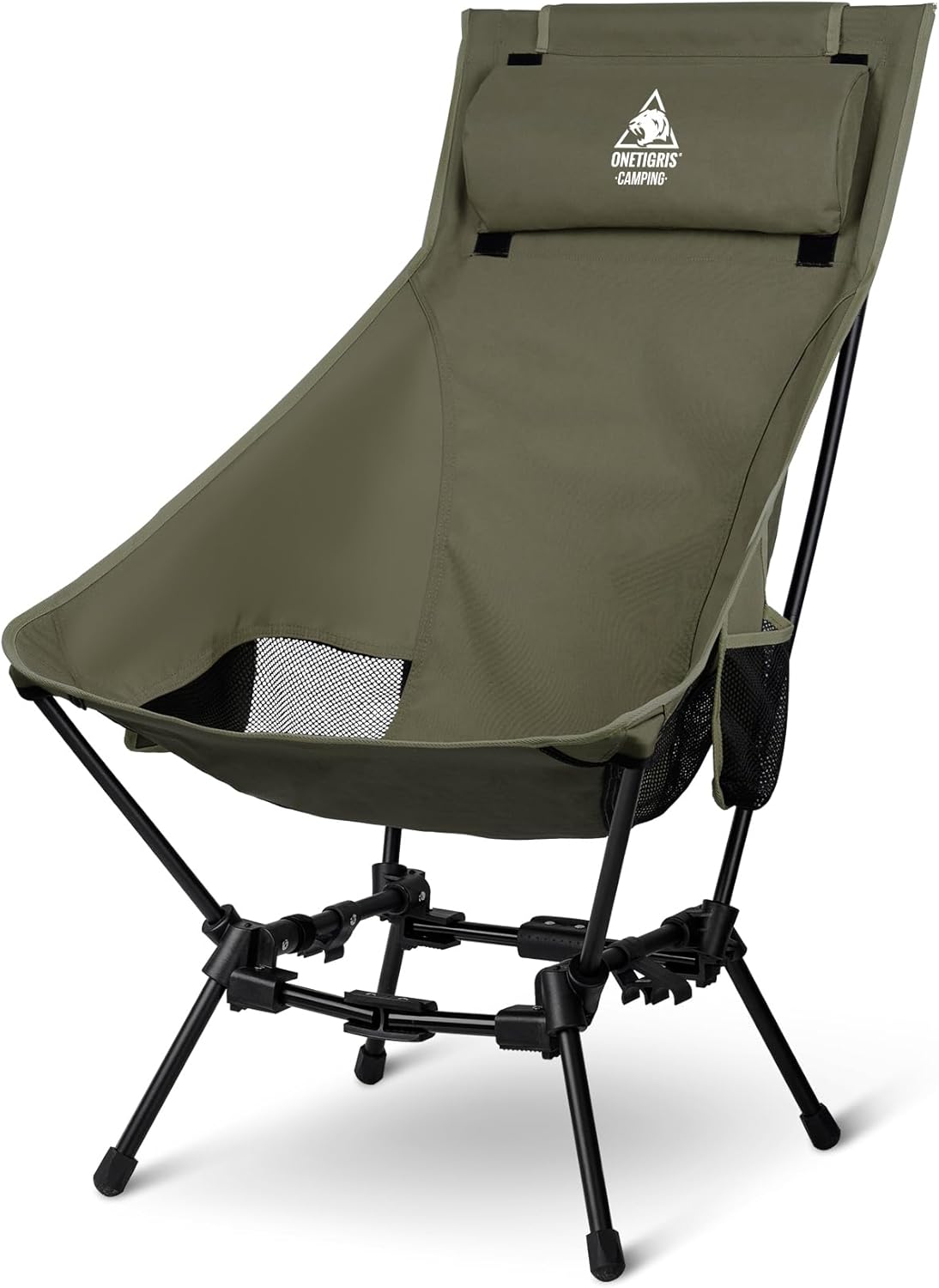 Oversized Camping Chair with Pillow 275lb Green