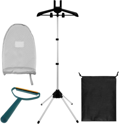 Clothes Steamer Stand Adjustable Foldable Rack with Ironing Board