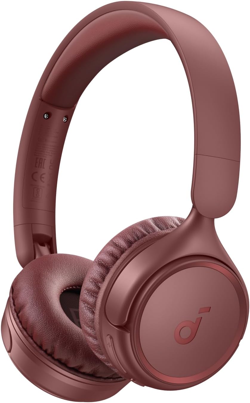Wireless On Ear Bluetooth Headphones Pure Bass 70H Playtime Foldable Red