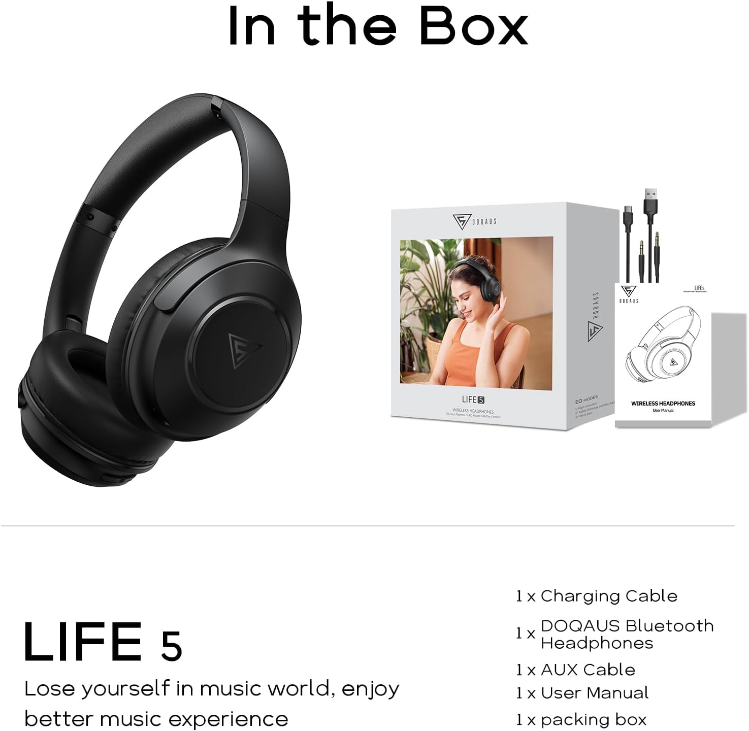 Wireless Bluetooth Over Ear Headphones 70 Hour Battery 3 EQ