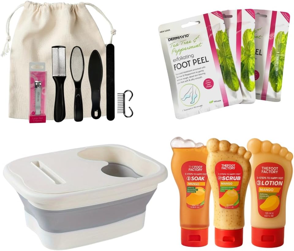 Foot Care Kit Spa Pedicure Set Peel Mask Scrub Bath Tools