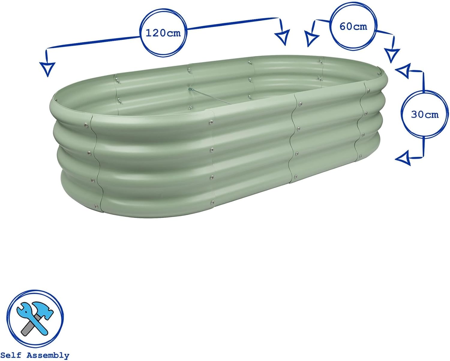 Raised Garden Bed Set 2 Galvanised Steel Planter 120x60cm