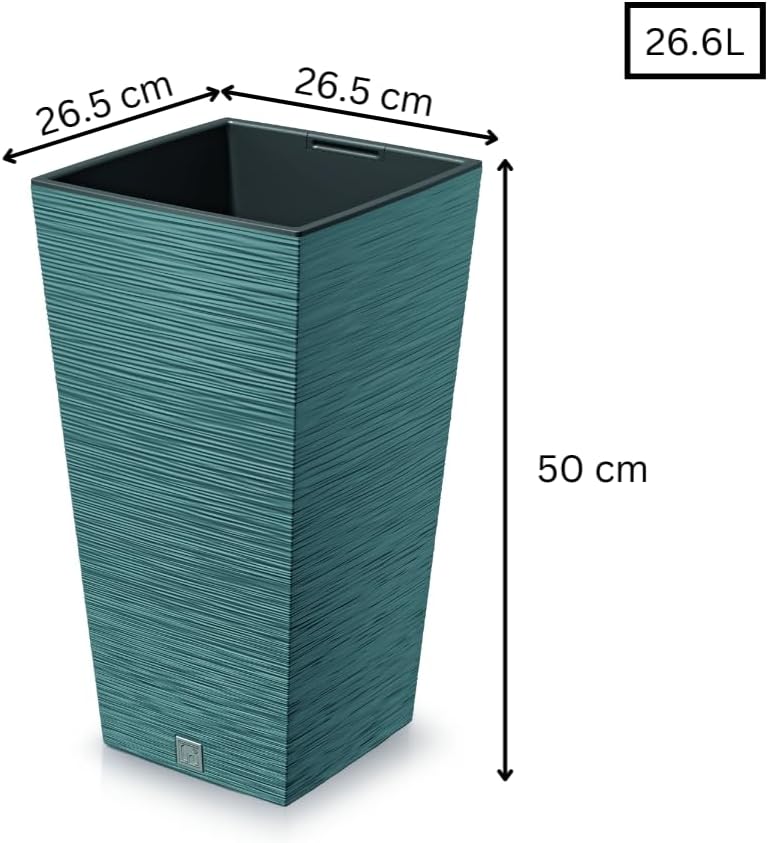Set of 2 Tall Square Planters Blue Modern Indoor Outdoor Pots