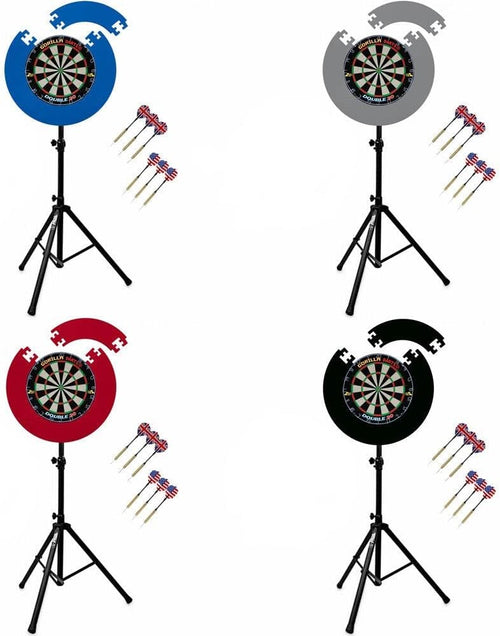 Dartboard Stand Set Sisal Board Puzzle Surround Adjustable 6 Darts