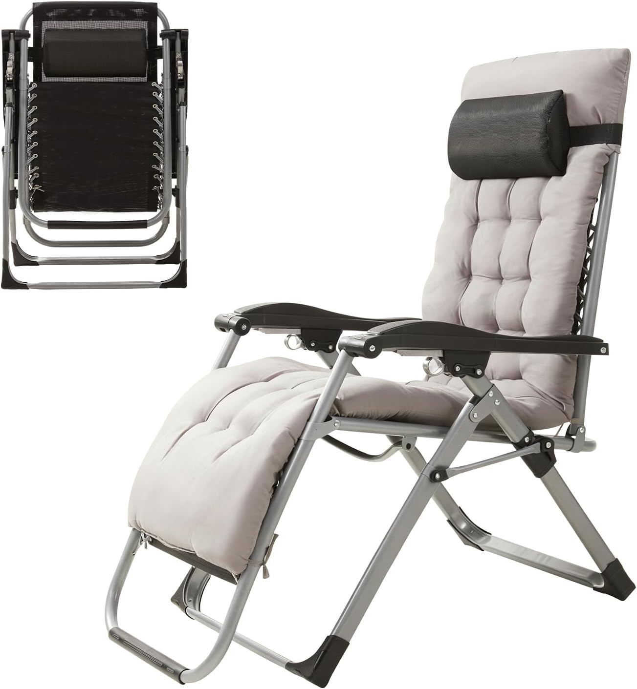 Heavy Duty Folding Garden Sun Lounger Recliner Grey
