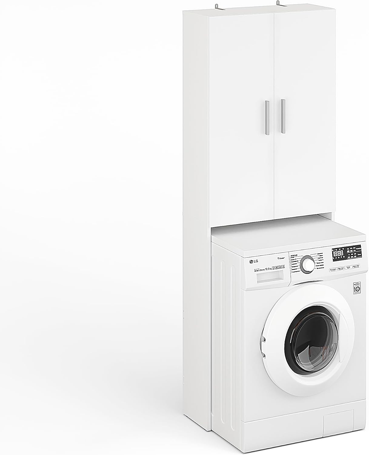 Over Washing Machine Storage Cabinet White 2 Door Unit