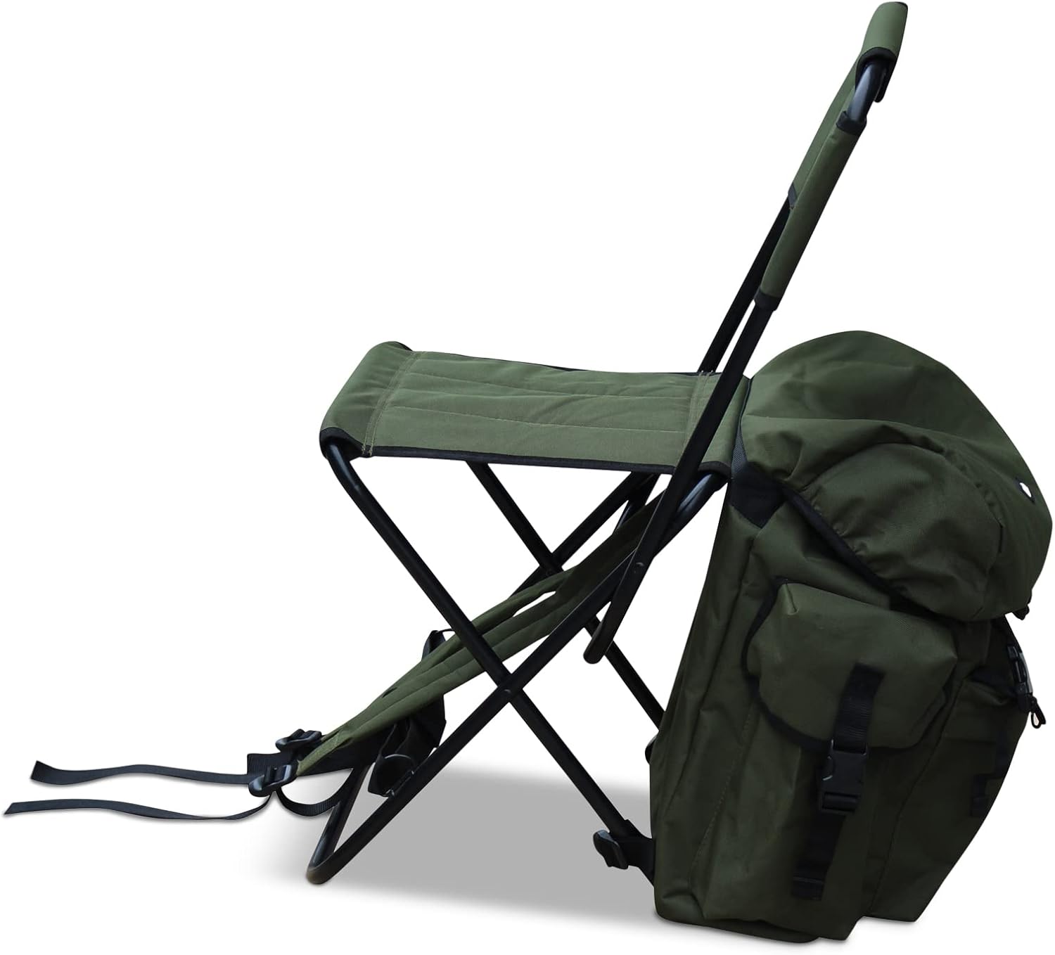 Camping Stool Backpack Chair with Back Rest Green
